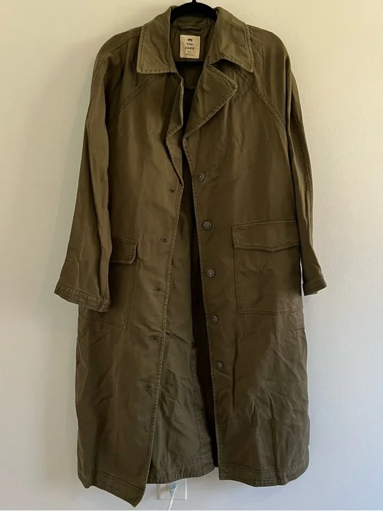 We The Free Olive Military Field Trench Coat NWOT - Picture 2 of 8